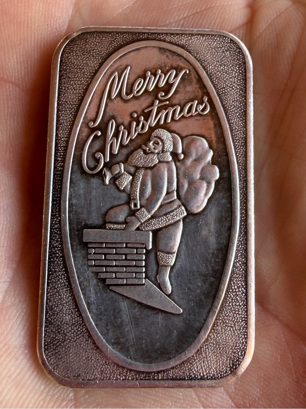 Merry Christmas Santa Chimney 1 ounce find silver bar .999